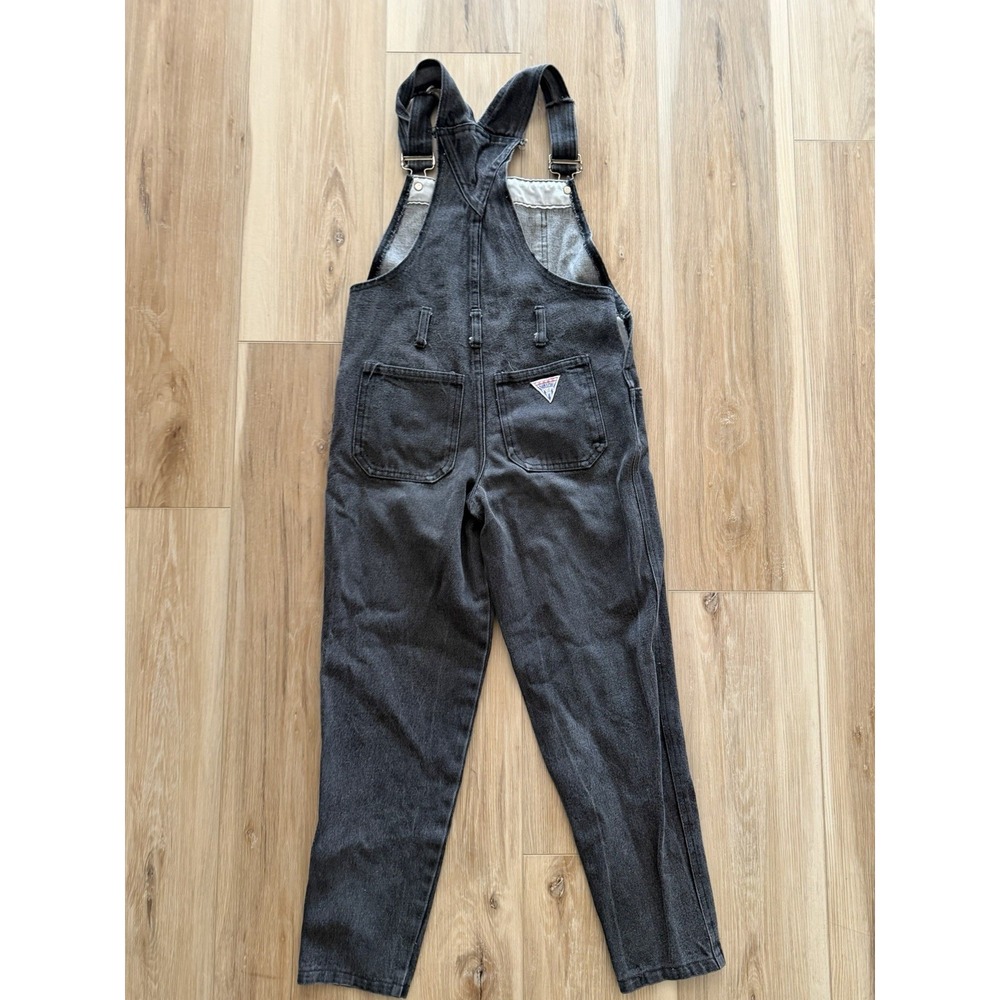 Vintage WATCH LA Black Denim Jean Bib Overalls Women Size 10 Made In USA 90s